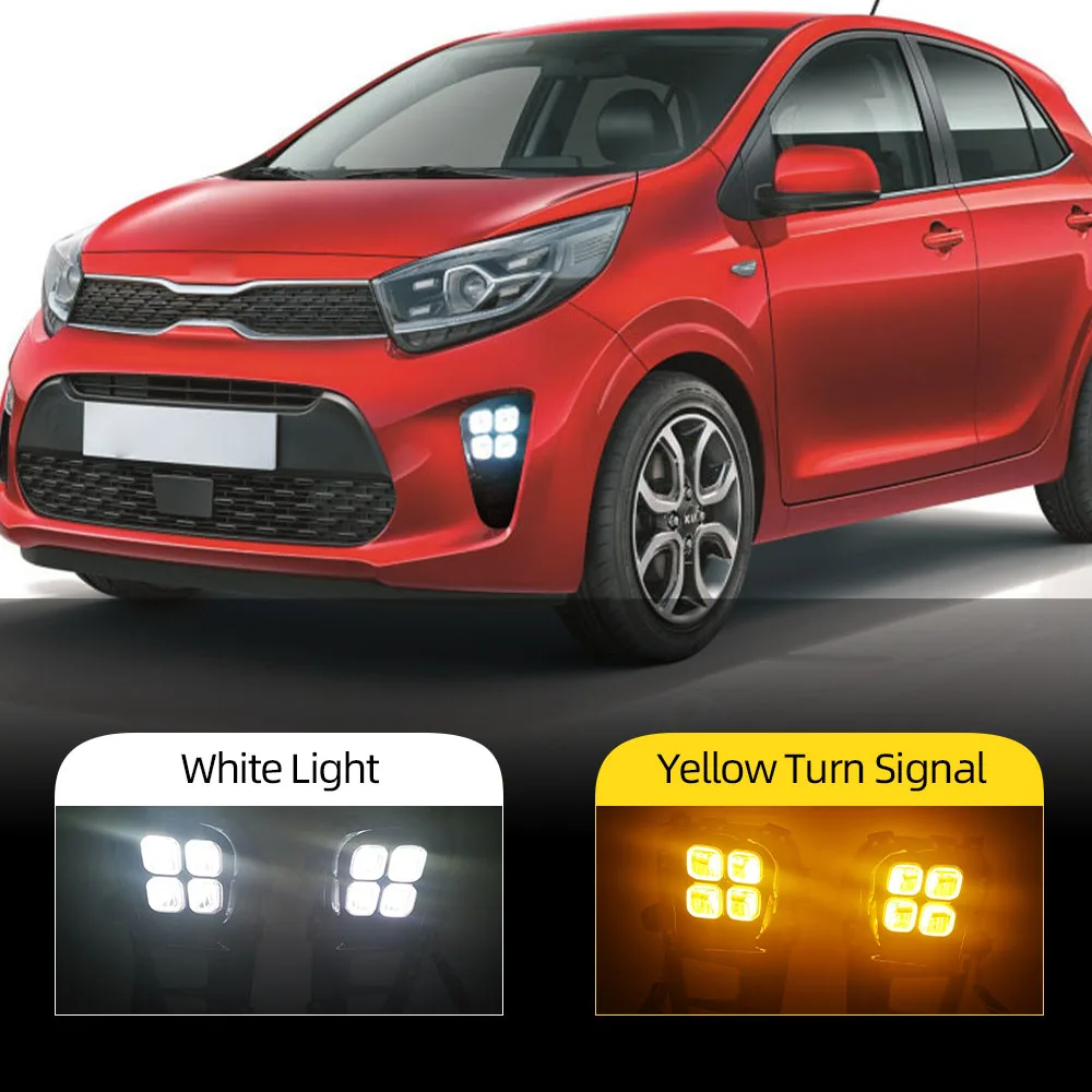 Luces LED antiniebla para Kia Picanto 2017, 2018, 2019, 2020, Neblinero Led de circulación diurna de parachoques delantero DRL