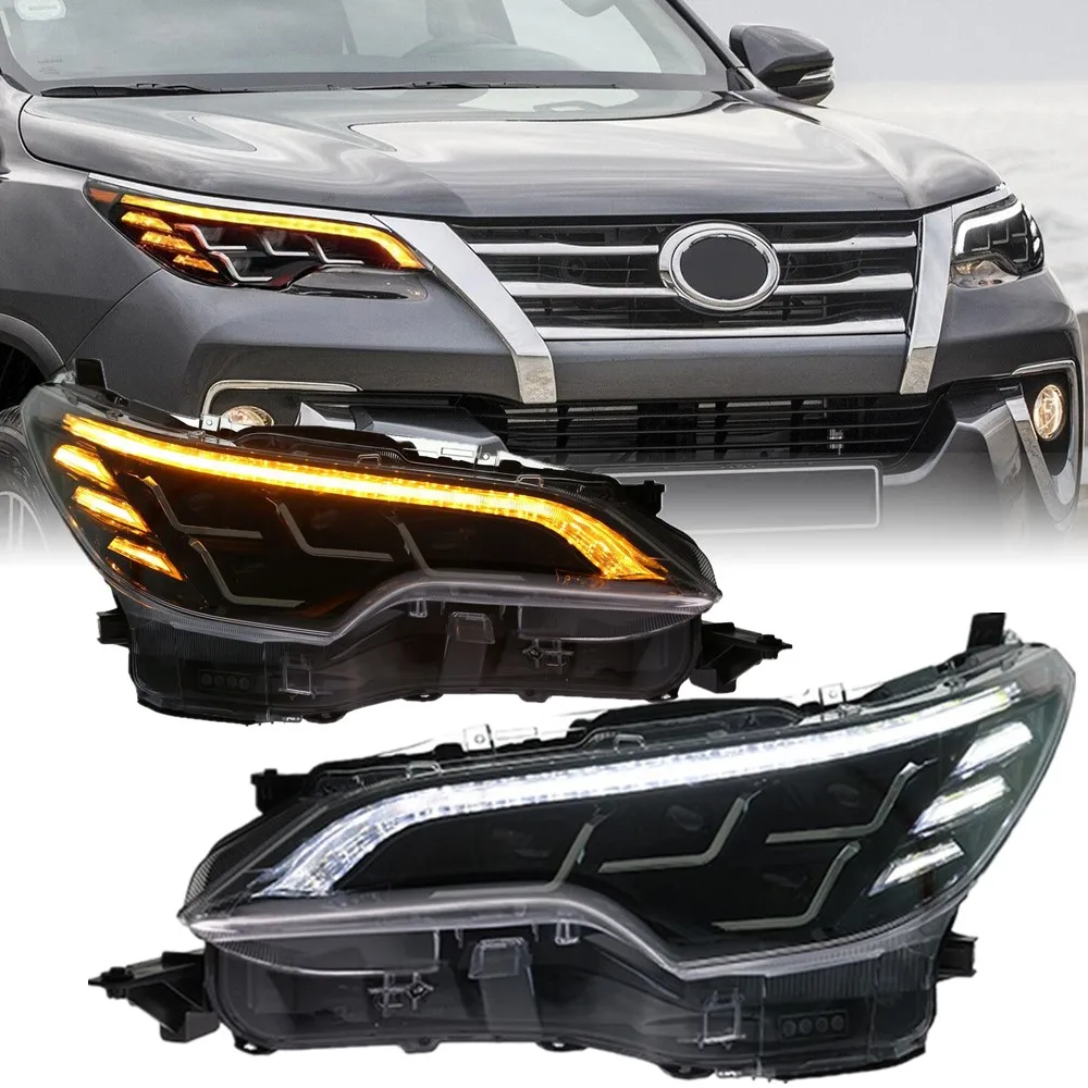 Faro delantero Luces LED para Toyota Fortuner 2016/2017/2018/2019/2020, Faros Principal LED, lámpara de cabeza DRL, lente de proyector de señal dinámica