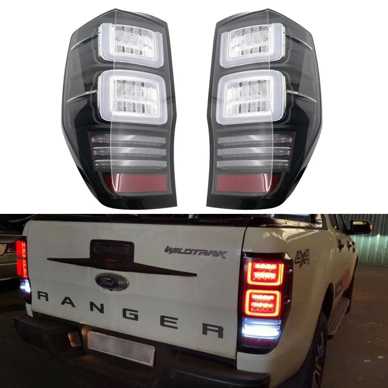 Luces traseras LED para Ford Ranger T8 2015 2016 2017 2018 2019 2020 2021 2022, Faro LED Posterior DRL, señal de giro dinámica, marcha atrás y freno
