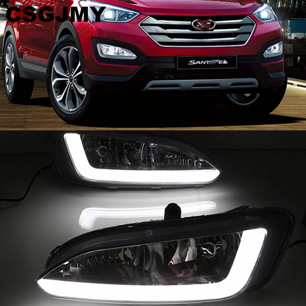 Luz de circulación diurna para Hyundai Santa Fe IX45 2013 2014 2015, lámpara intermitente DRL de 2 piezas, Neblinero luz LED diurna